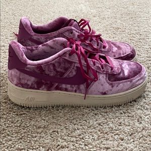Pink velvet Nike Air Force 1